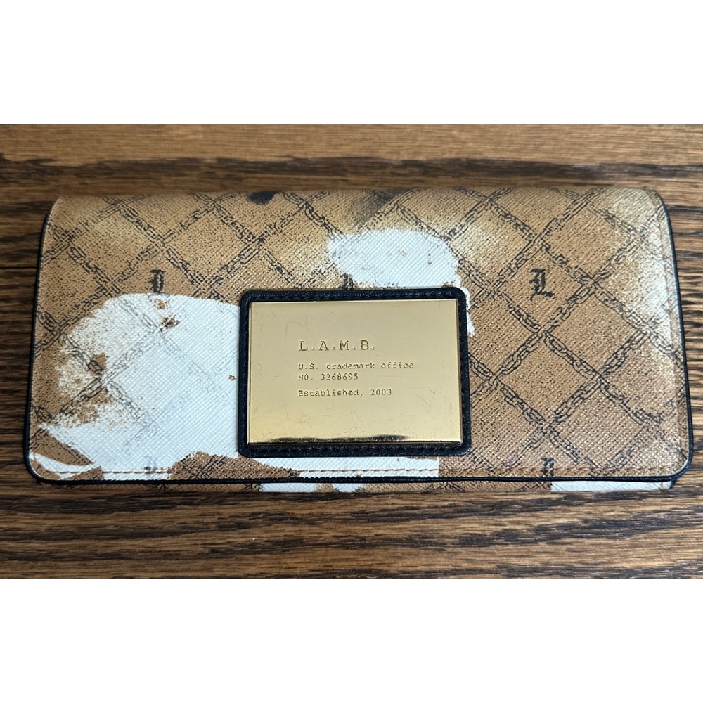 L.A.M.B. Newcombe Icon Continental Flap Wallet Gwen Stefani Tan Y2K Designer